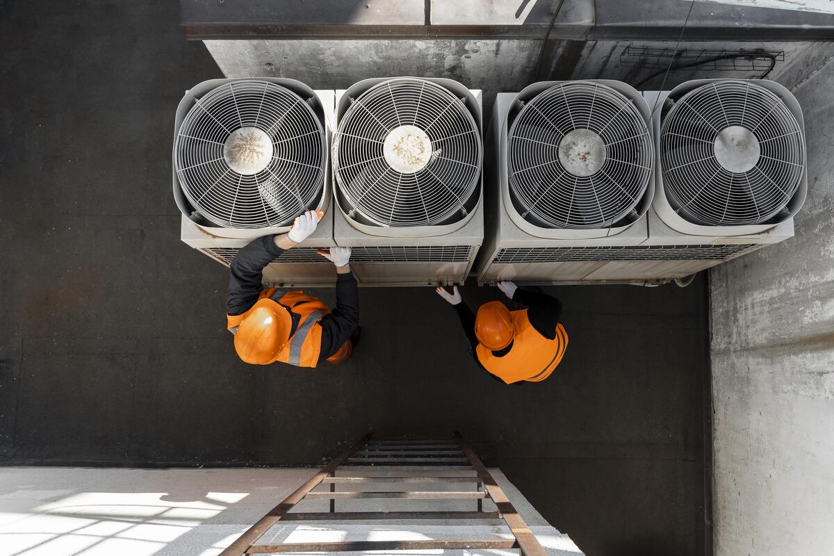 Checking-on-the-HVAC-in-Building-on-the-rooftop