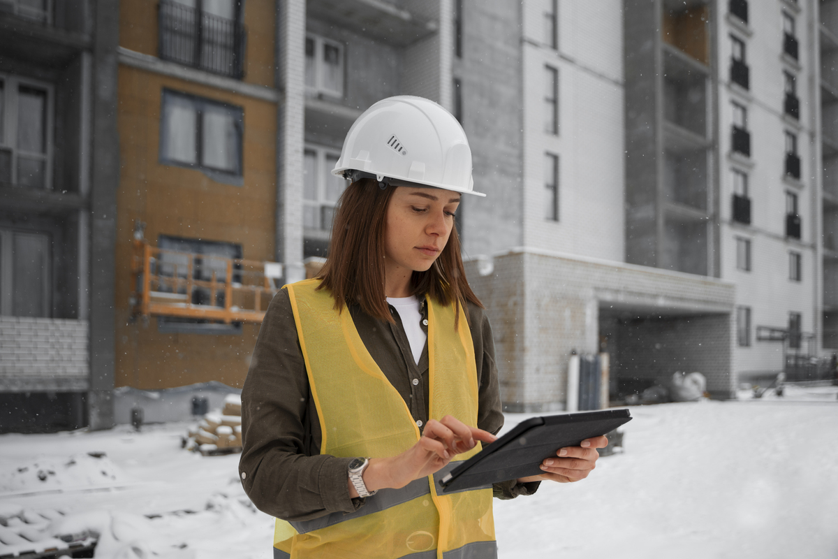 Medium-Shot-Woman-Working-as-an-Engineer-Internet-in-Construction