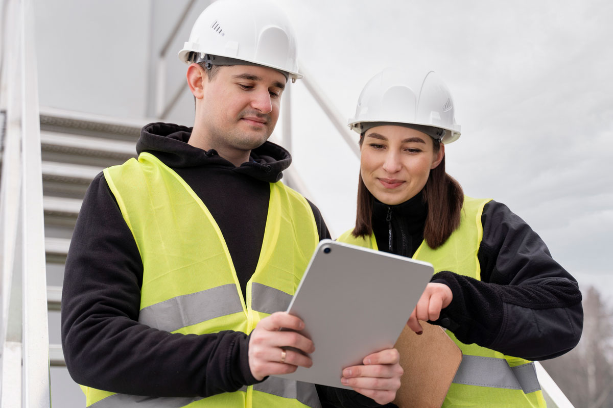 medium-shot-smiley-engineers-with-tablet-discussing-digital-twin