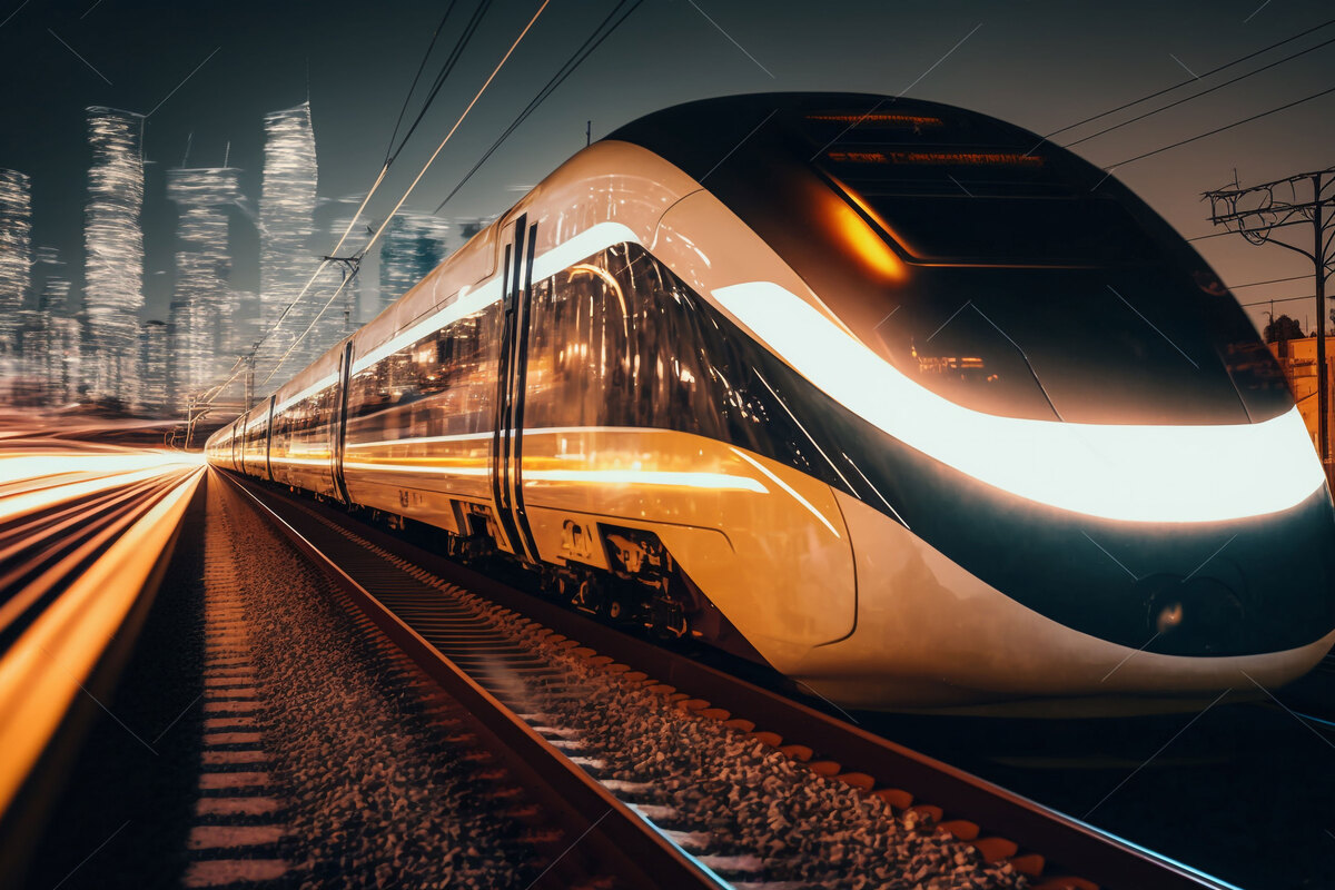 High-Speed-Train-Station-Blurred-Cityscape-Night-Background-Generative-Ai-IoT -in-Railway