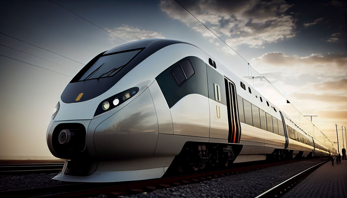 Transportation-Mode-Speeds-Railroad-Tracks-Sunset-Generative-Ai-IoT-in-Railway